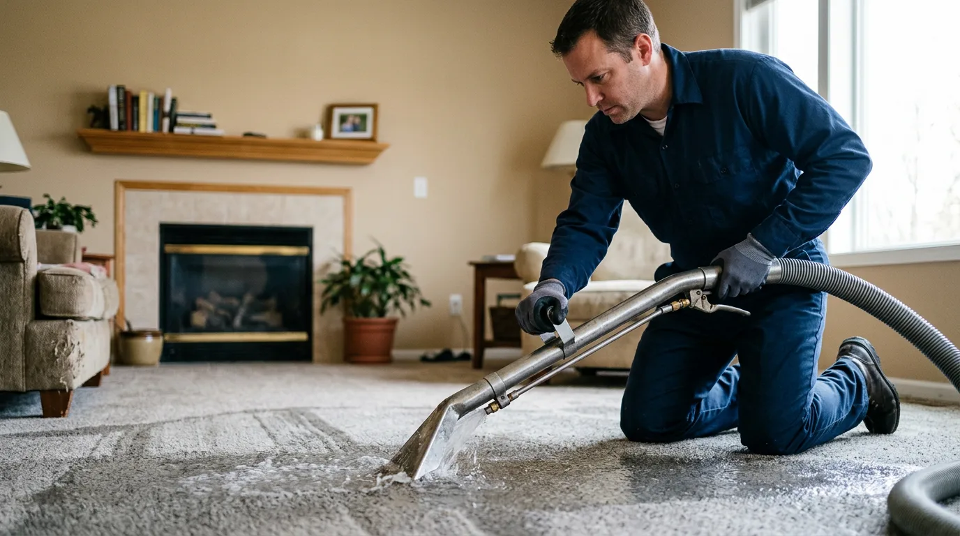 Water damage restoration technician working near Pocatello, ID